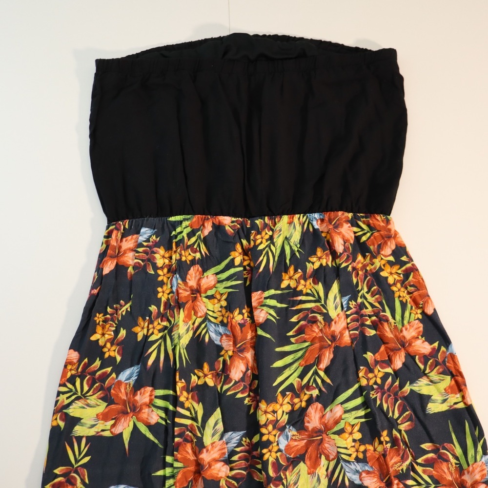 Women's Island Aloha Wear Black Tropical Floral Tube Dress sz S - Picture 2 of 9